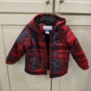 Columbia Kids Red and Blue Plaid Puffer Jacket